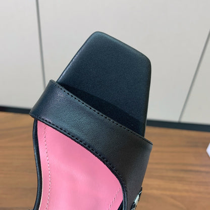 BALMAIN 25S JACQUARD KNIT SLINGBACK PUMPS 95MM IN BLACK AND PINK CALFSKIN