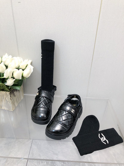 CHUNKY PLATFORM SHEARLING SLIPPER BLACK LAMBSKIN