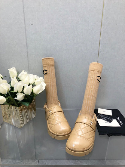 CHUNKY PLATFORM SHEARLING SLIPPER BEIGE CREAM LAMBSKIN