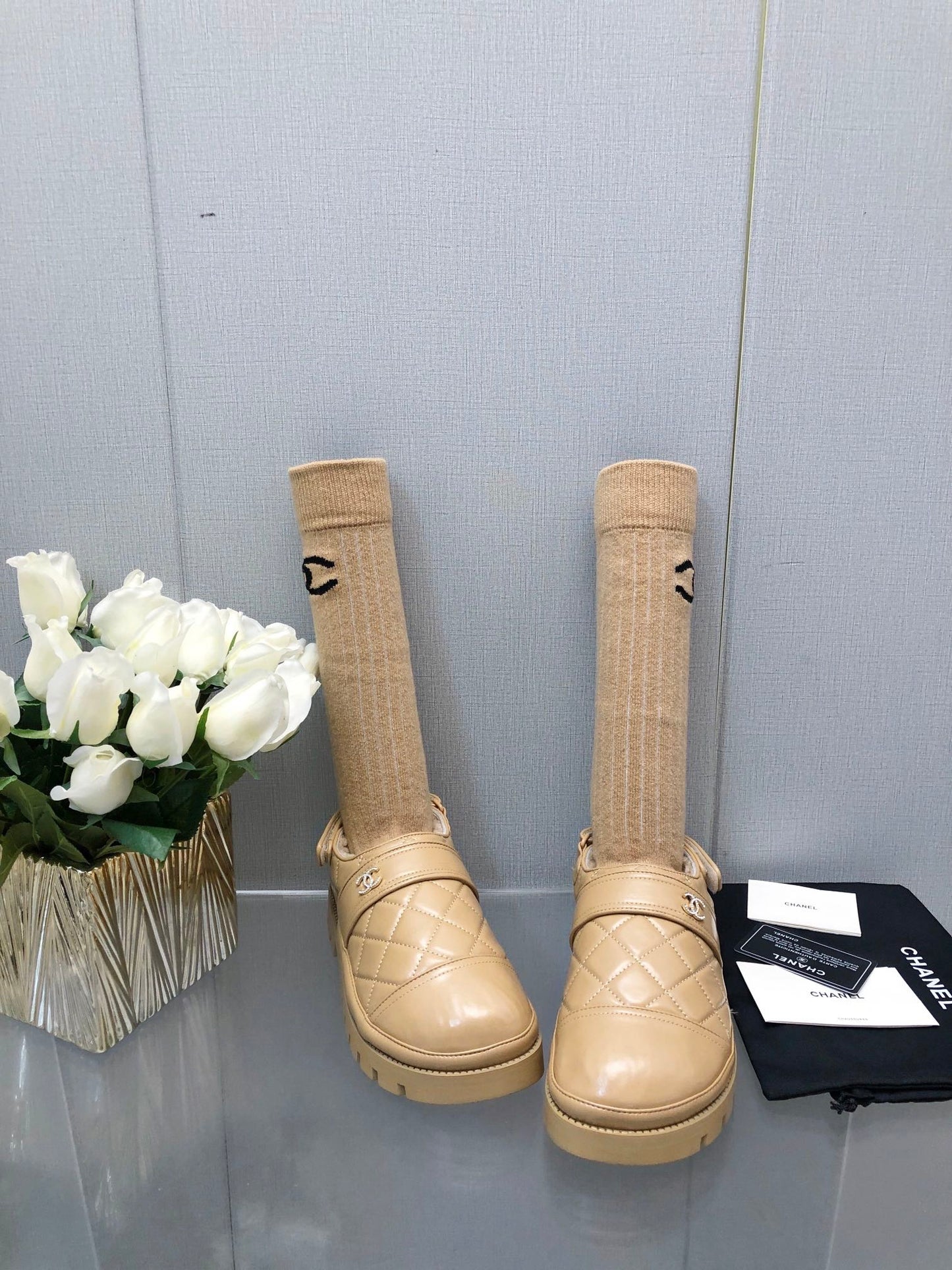 CHUNKY PLATFORM SHEARLING SLIPPER BEIGE CREAM LAMBSKIN