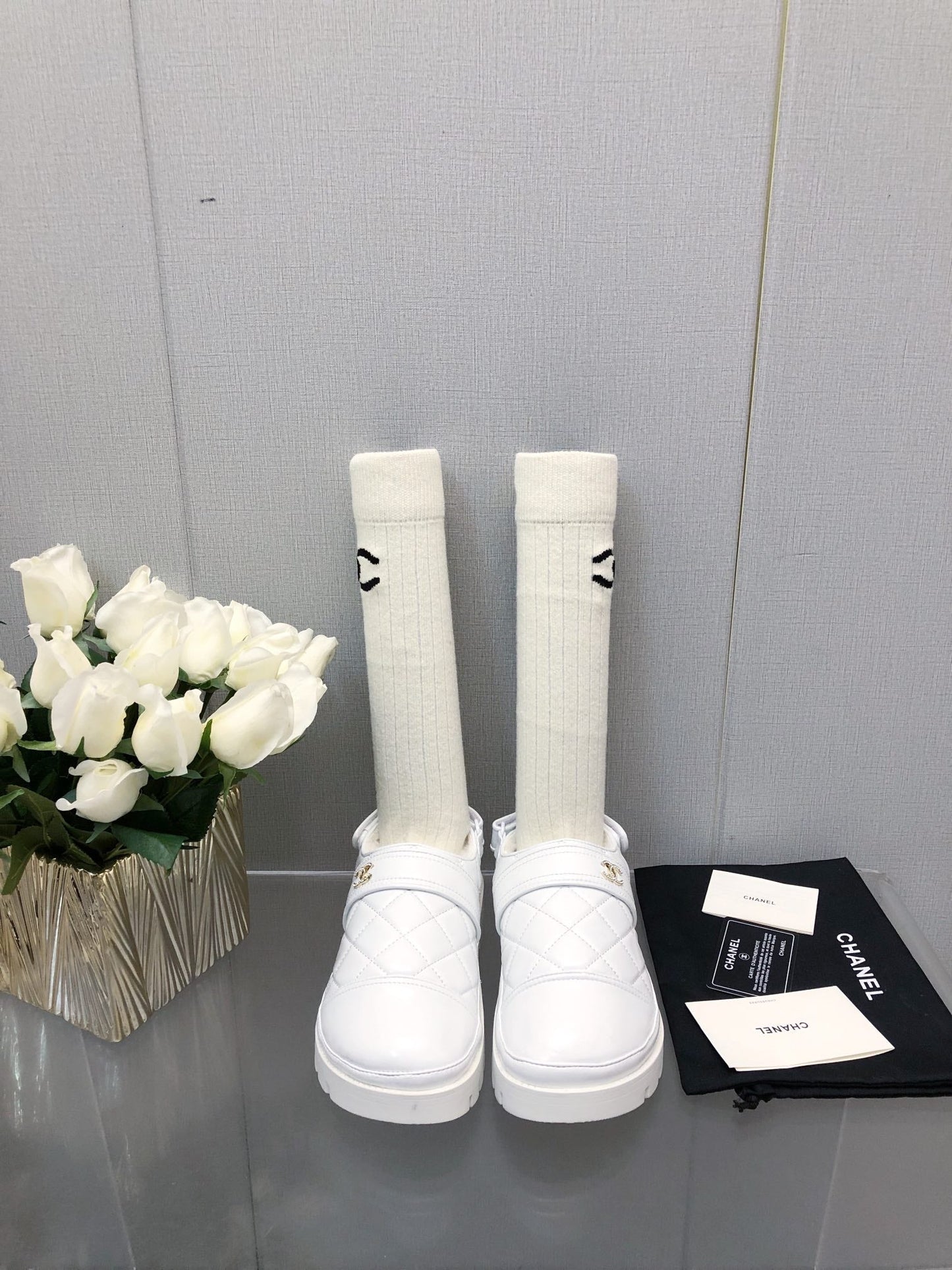 CHUNKY PLATFORM SHEARLING SLIPPER WHITE LAMBSKIN