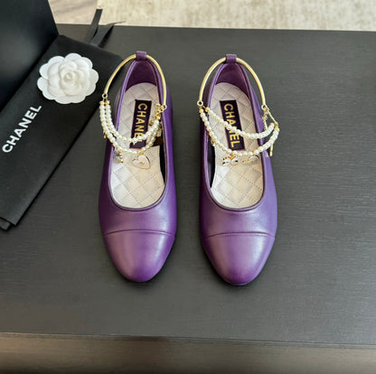 Double Strap Chunky Heel Mary Jane Shoes Violet Purple