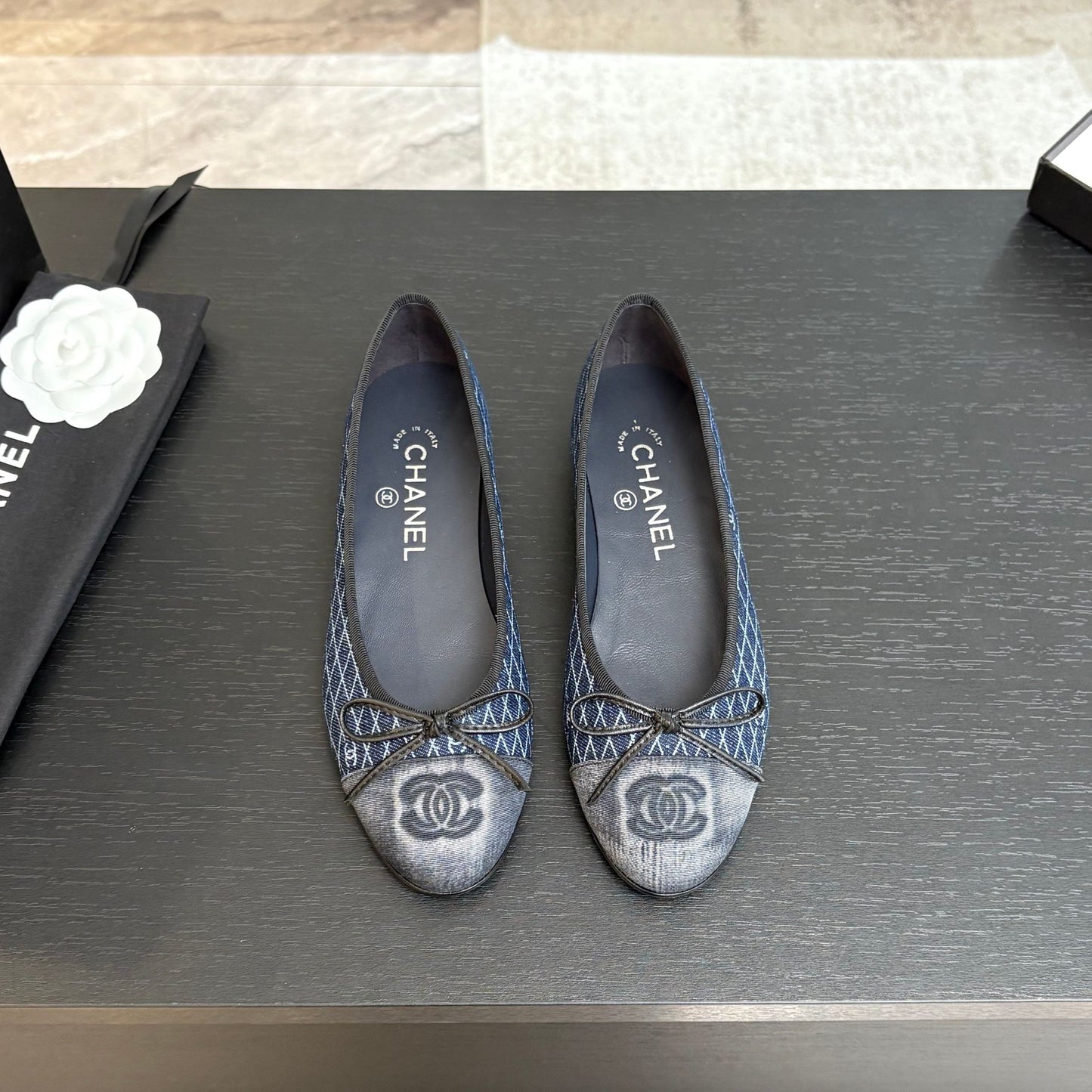 BALLET FLATS IN AEGEAN BLUE MONOGRAM DENIM