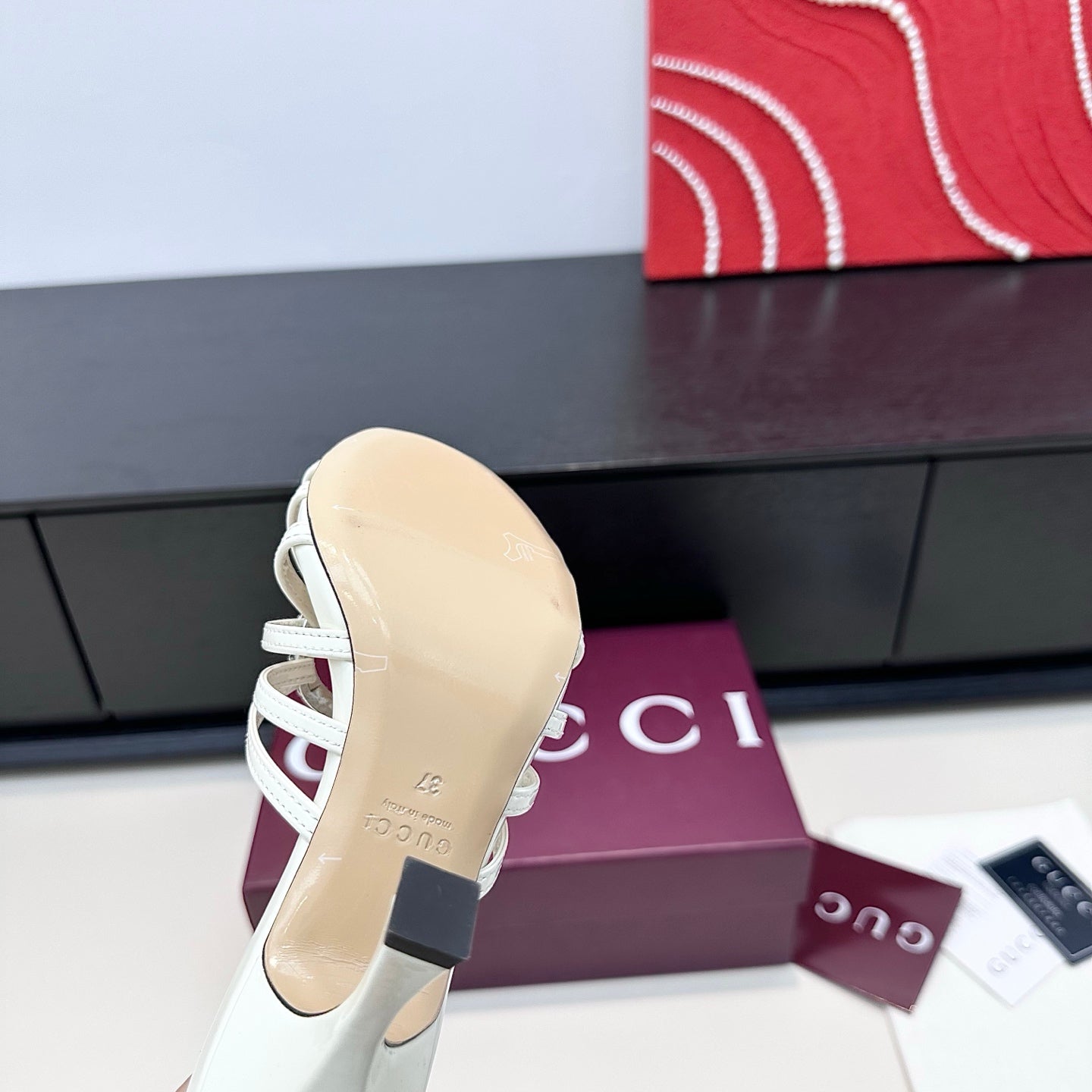 GUCCI 26S HEELED SANDALS 85 MM IN WHITE CALFSKIN WITH CRYSTAL