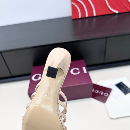 GUCCI 26S HEELED SANDALS 85 MM IN NUDE PINK CALFSKIN WITH CRYSTAL