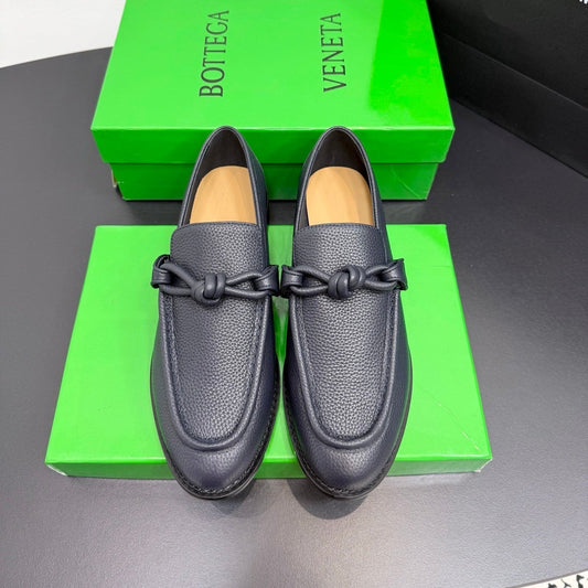 BOTTEGA VENETA 26S LOAFERS IN BLUE GRAY GRAINED CALFSKIN