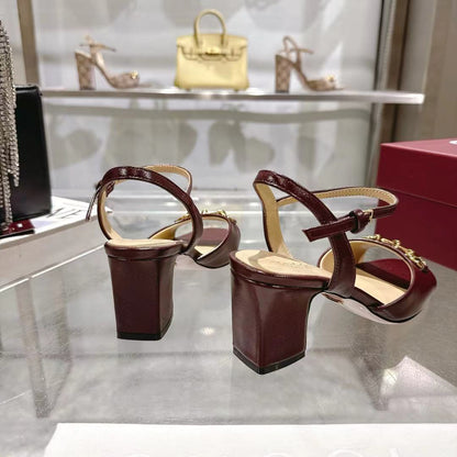 GG SLINGBACK IN BURGUNDY RED CALFSKIN