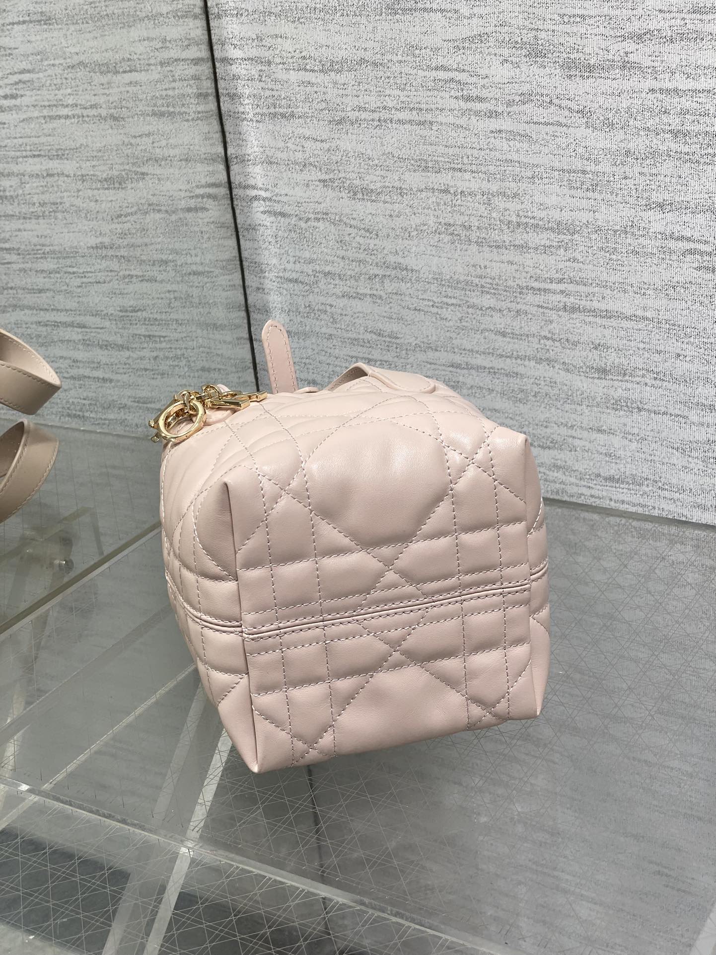 DIOR 25S ALWAYS MINI BAG 13 IN LIGHT PINK MACROCANNAGE CALFSKIN GOLD HARDWARE