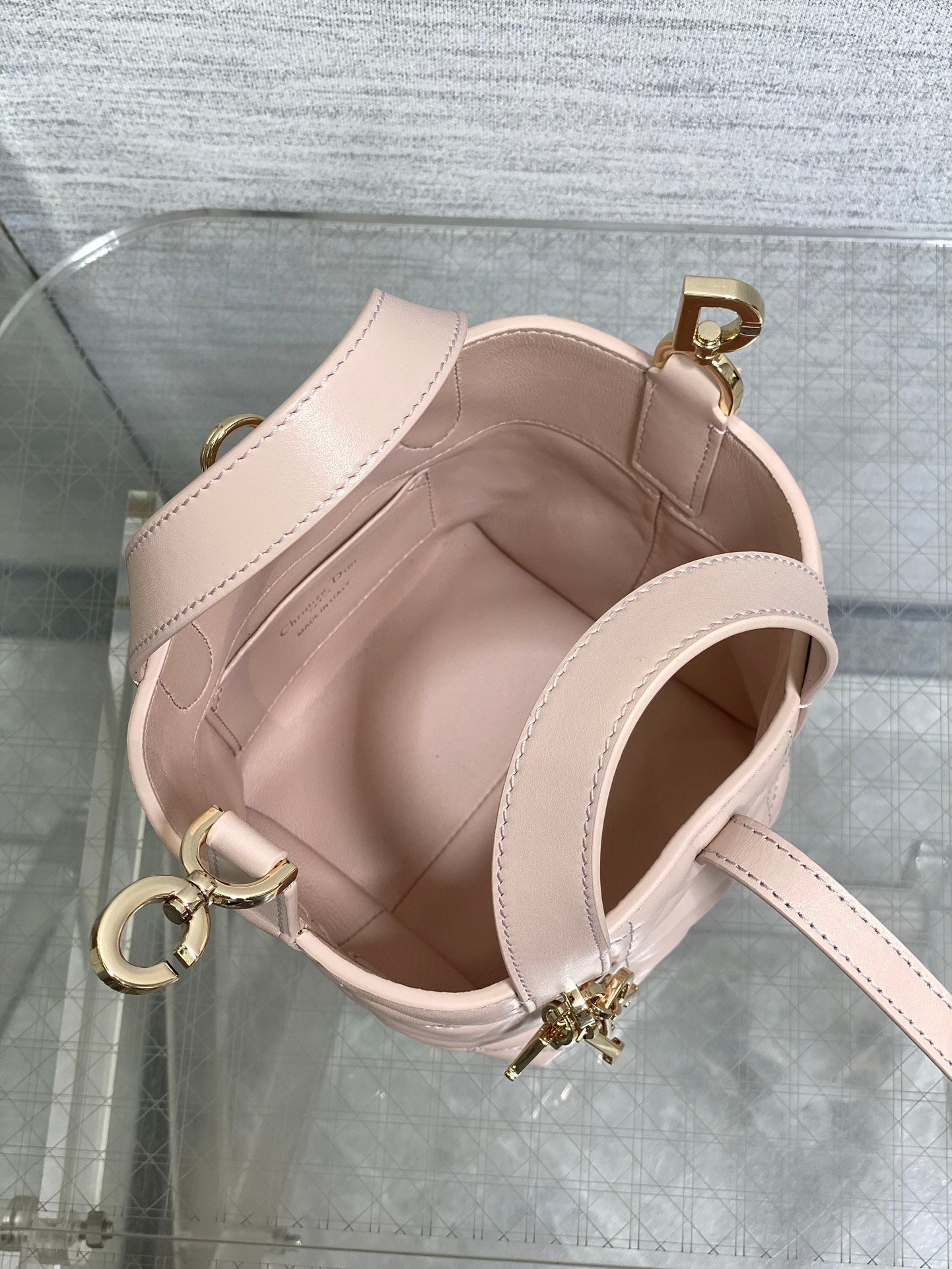 DIOR 25S ALWAYS MINI BAG 13 IN LIGHT PINK MACROCANNAGE CALFSKIN GOLD HARDWARE