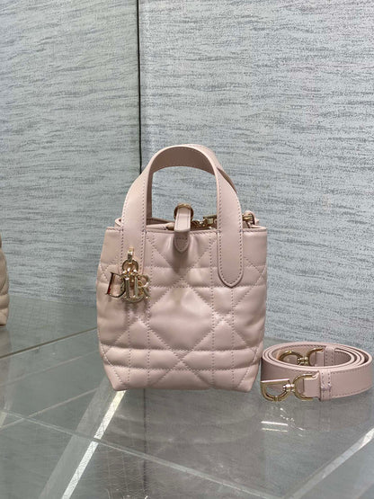 DIOR 25S ALWAYS MINI BAG 13 IN LIGHT PINK MACROCANNAGE CALFSKIN GOLD HARDWARE