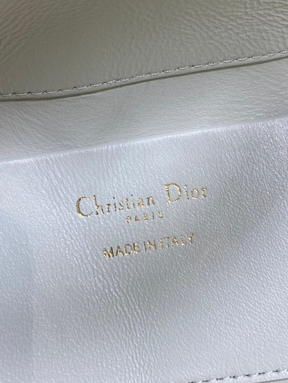 DIOR 25S TOUJOURS VERTICAL NANO TOTE BAG 18 IN IVORY BLACK MACROCANNAGE CALFSKIN
