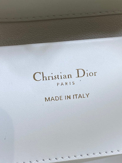 DIOR 25S TOUJOURS VERTICAL TOTE BAG 18 IN IVORY CALFSKIN WITH CHARM BRACELET STRAP