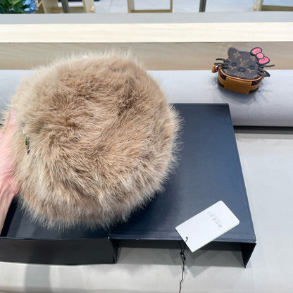 BUCKET HAT IN CAMEL BEIGE FOX FUR 404751