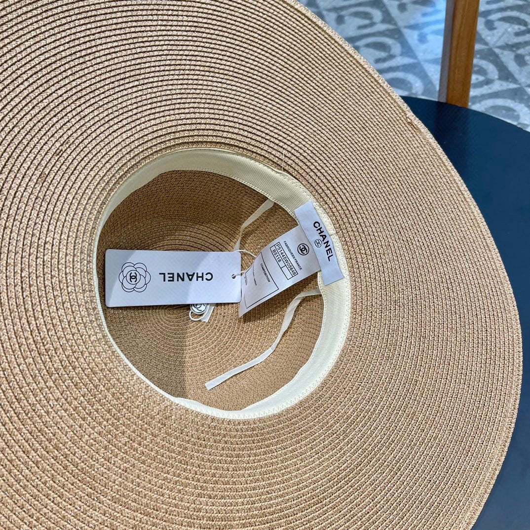 WIDE BRIM STRAW HAT WITH BOW BROWN 672705