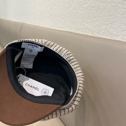 BERET HAT CHOCOLATE BROWN MIX WHITE 422561