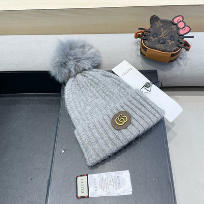 BEANIE HAT IN LIGHT GRAY WOOL 422455
