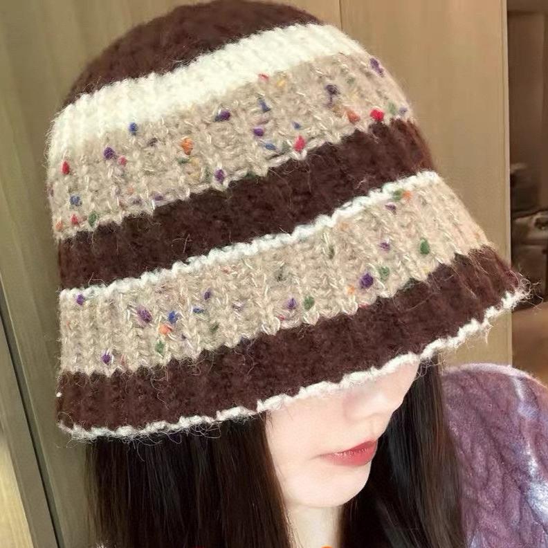 STRIPED KNITTED BUCKET HAT COLORFUL 428102
