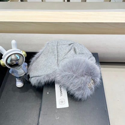 TRAPPER HAT IN SHARK GRAY SUEDE AND LAMB FUR 429973