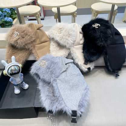 TRAPPER HAT IN DESERT BROWN SUEDE AND LAMB FUR 429974