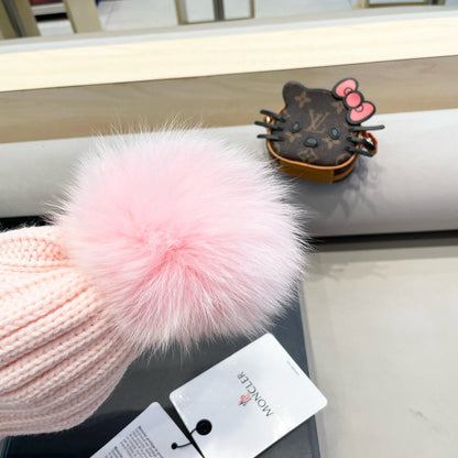 WOOL BEANIE WITH POM POM LIGHT PINK 435047