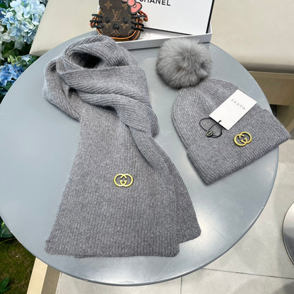 SET SCARF AND HAT IN DOVE GRAY CASHMERE 436241
