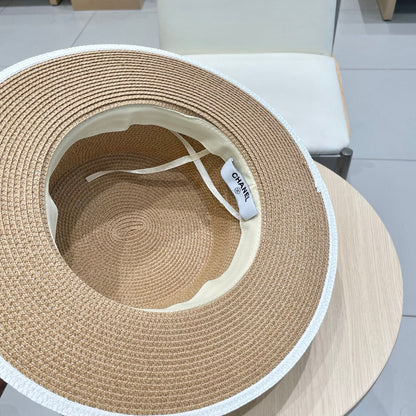 FLAT STRAW HAT BROWN 672720