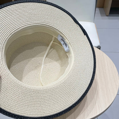 FLAT STRAW HAT IVORY 672723