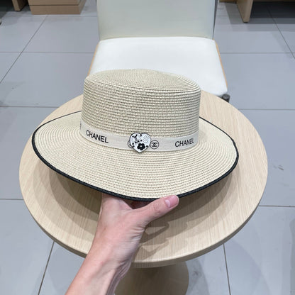FLAT STRAW HAT IVORY 672723