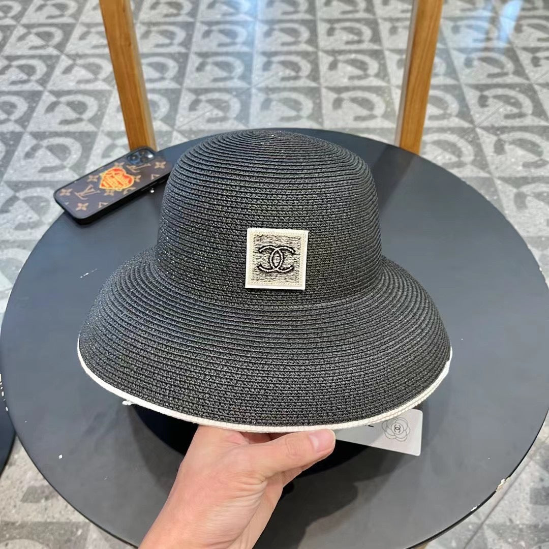 STRAW CLOCHE HAT BLACK 672756