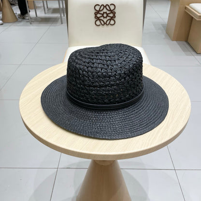 STRAW HAT OPEN WEAVE BLACK 674077