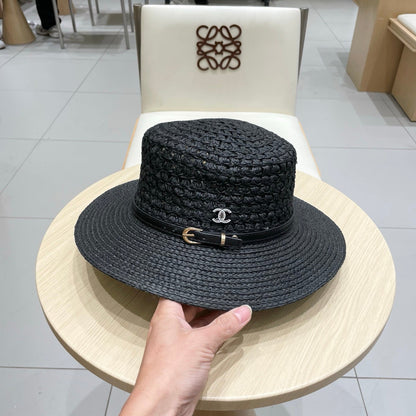 STRAW HAT OPEN WEAVE BLACK 674077