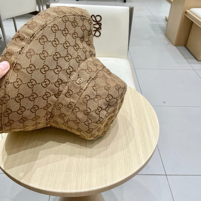 GG BUCKET HAT WIDE BRIM IN BEIGE MONOGRAM CANVAS