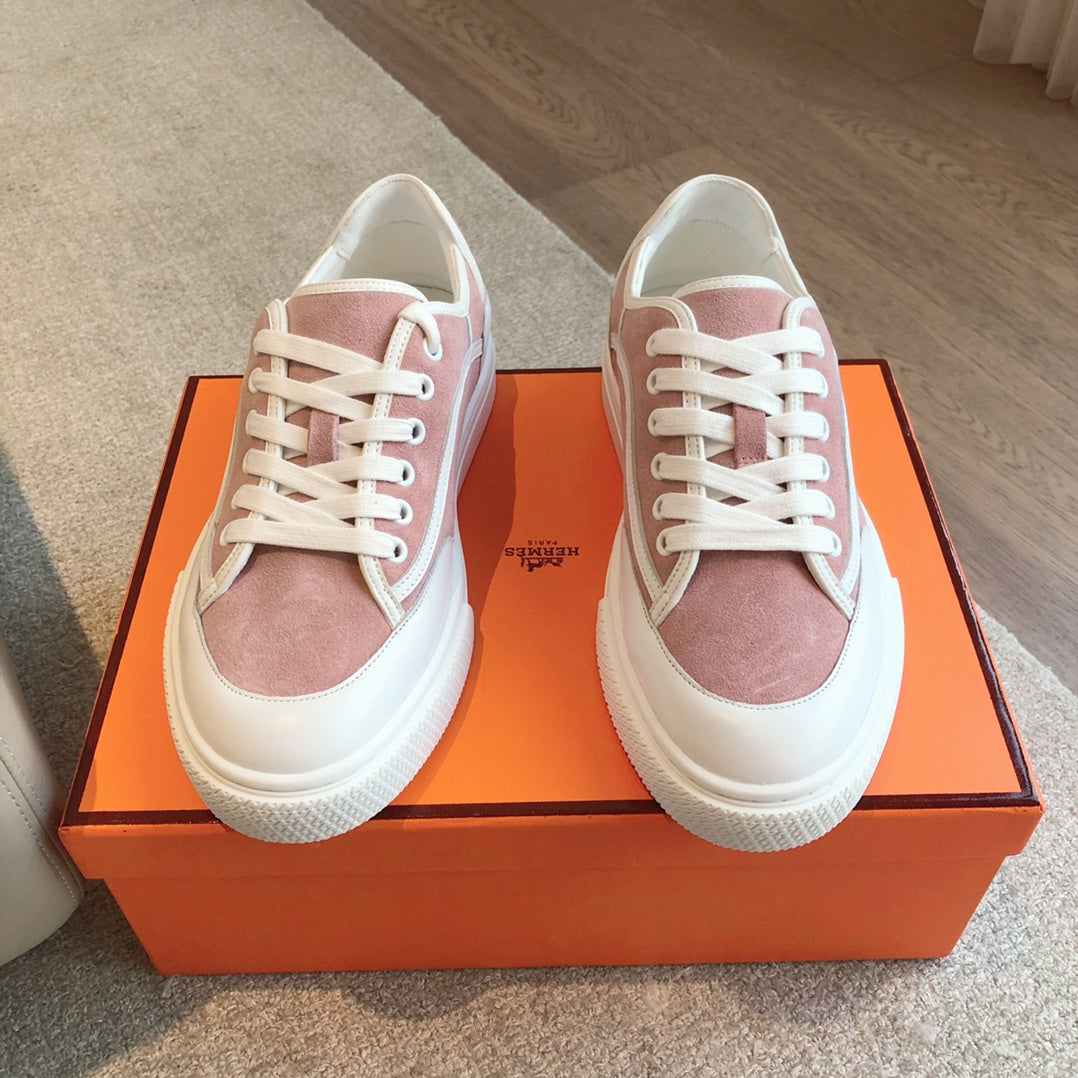 GET SNEAKER WHITE CALFSKIN AND PINK SUEDE