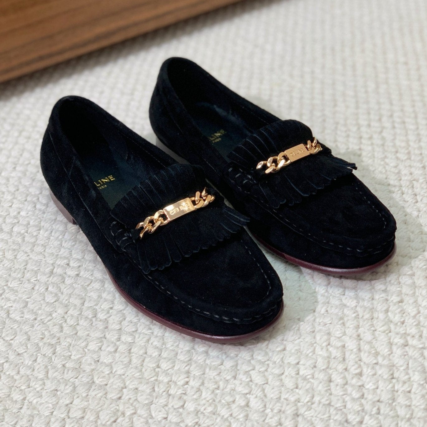 LUCO LOAFER WITH FRINGES IN BLACK SUEDE