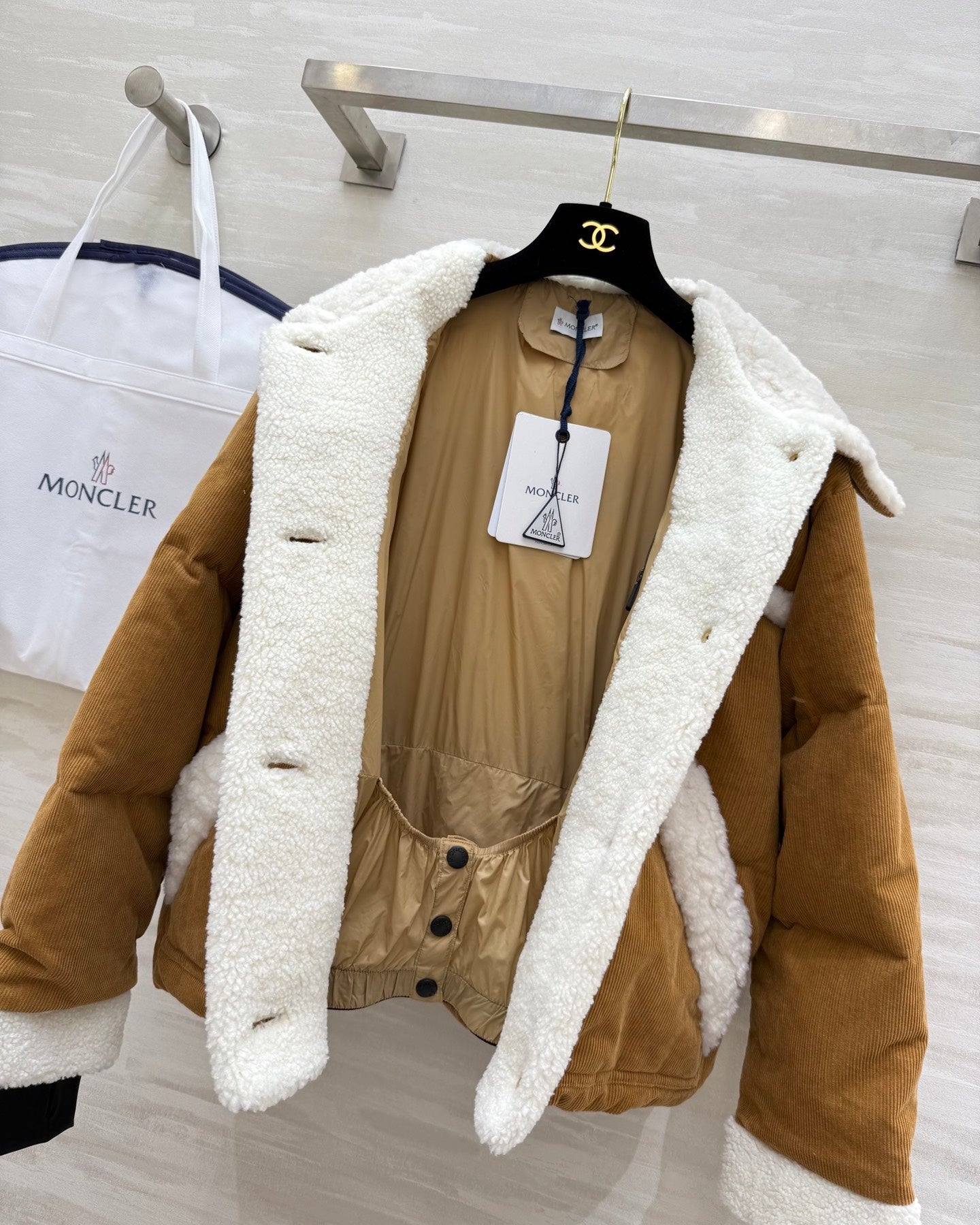 Moncler Style Velvet Fur Jacket