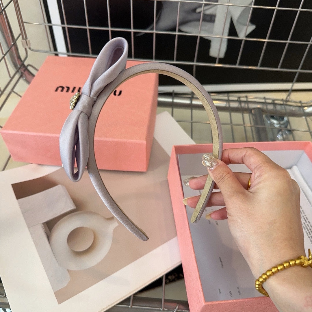 SILK BOW HEADBAND LANGUID LAVENDER 159004