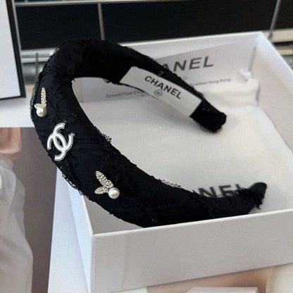 BLACK VOILE AND FABRIC HAIRBAND WITH STICKER 410872