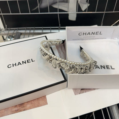 COLORFUL VOILE FABRIC WITH PEARL CHAIN HAIRBAND 410874