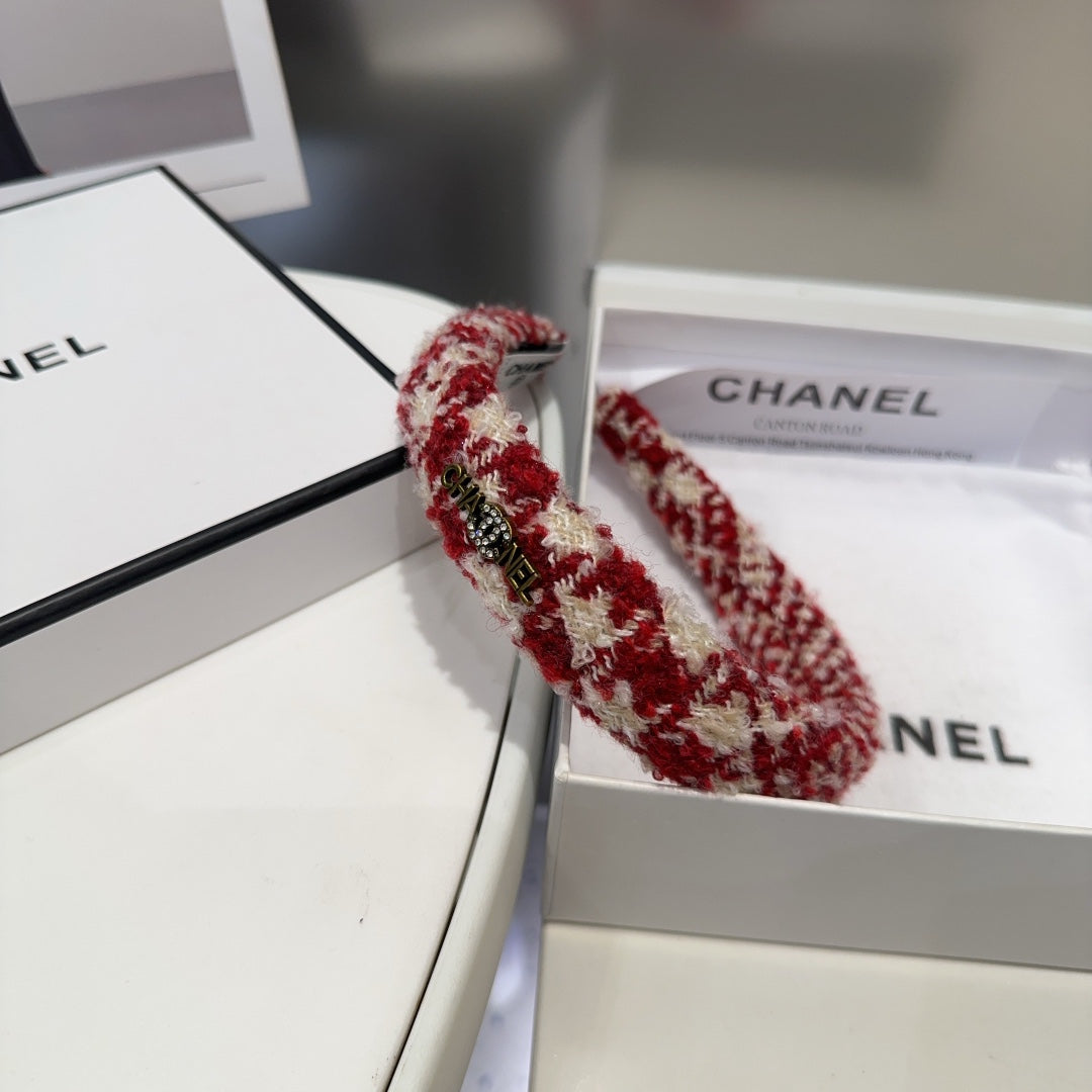 CHERRY RED MIX WHITE WOOL HAIRBAND 412546