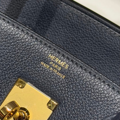 HERMES 25S SHOULDER BIRKIN 29 IN MIDNIGHT BLUE CALFSKIN GOLD HARDWARE