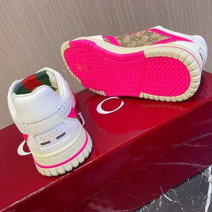 GG Retro Sneakers for Couples White Shocking Pink