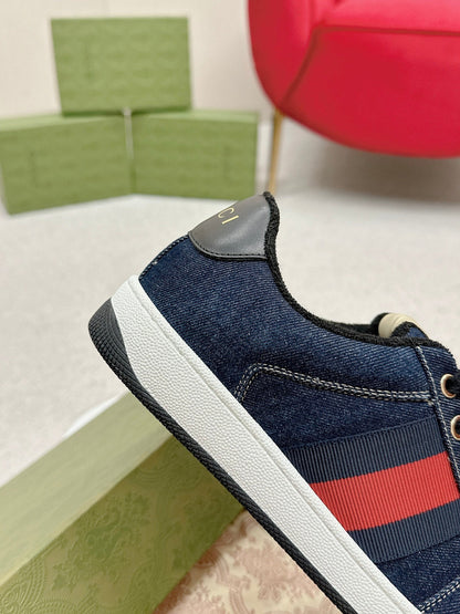 GG WOMEN'S SCREENER TRAINER DENIM CALFSKIN