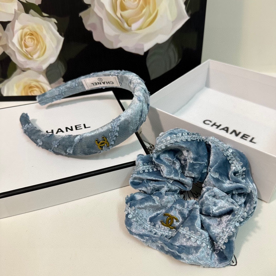 SKY BLUE VELVET TWO-PIECE SET 412457