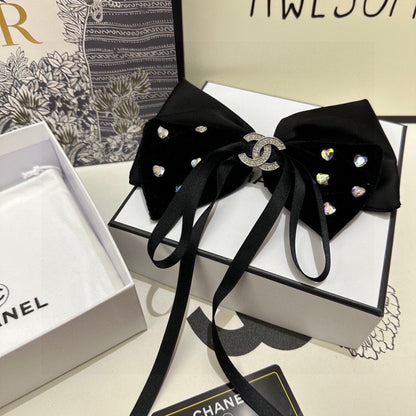 BLACK VELVET HAIR CLIP WITH BOW AND CRYSTAL 412471