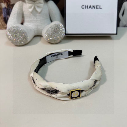 WHITE FABRIC HAIRBAND WITH CRYSTAL 412474