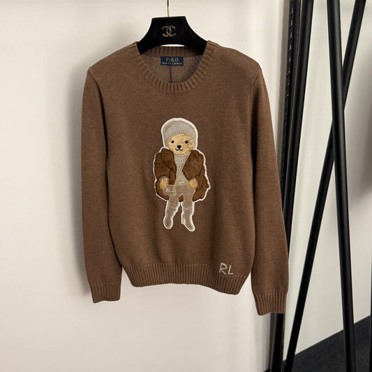 Women’s Ralph Lauren Style Pullover Sweater with Bear Embroidery – Style 257