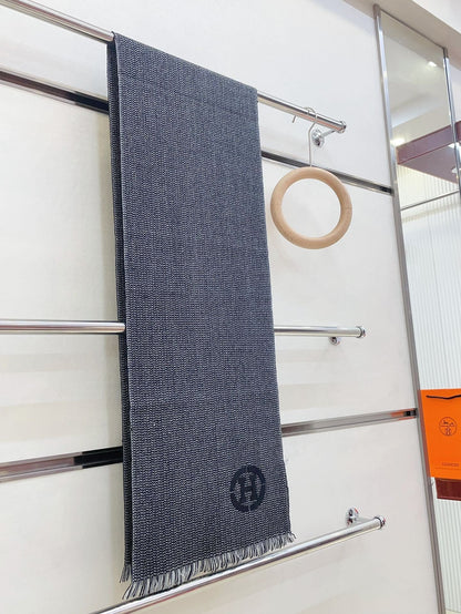 GRANITE MUFFLER 180 CM SCARF IN MARINE MIX BLEU MOYEN CASHMERE