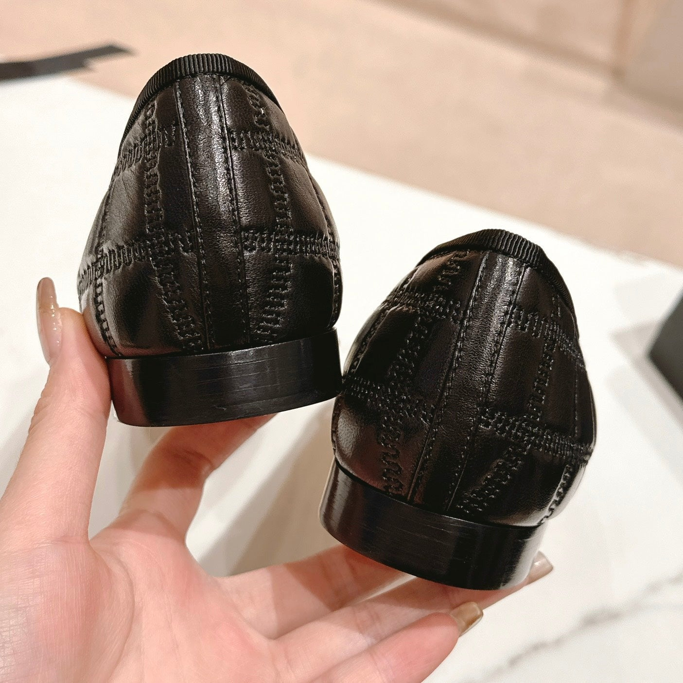 Double C New Ballet Flats Black Lambskin