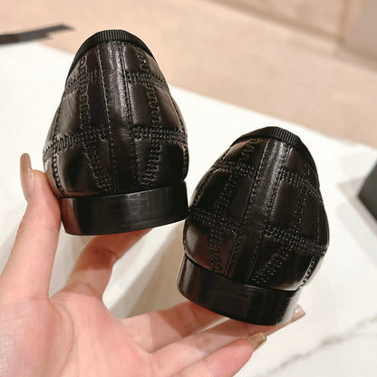 Double C New Ballet Flats Black Lambskin