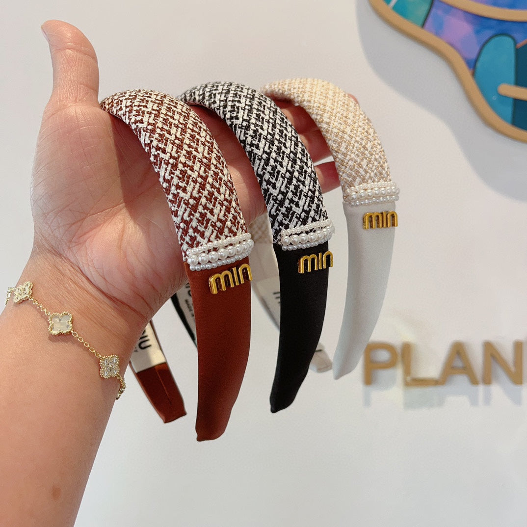 HEADBAND IN BLACK TWEED AND SILK 262052